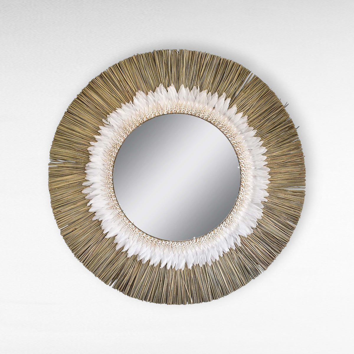 MIRROR GRASS WITH WHITE FEATHERS D100 CM