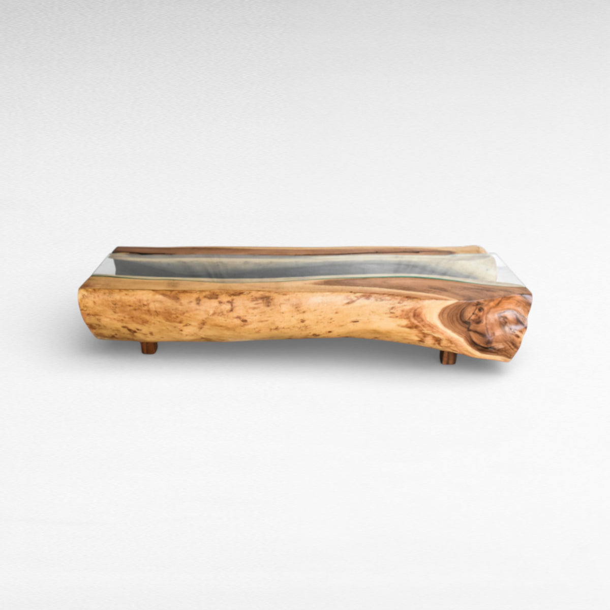 COFFEE TABLE SUAR WOOD WITH GLASS NATURAL W200 |D60 |H50 CM