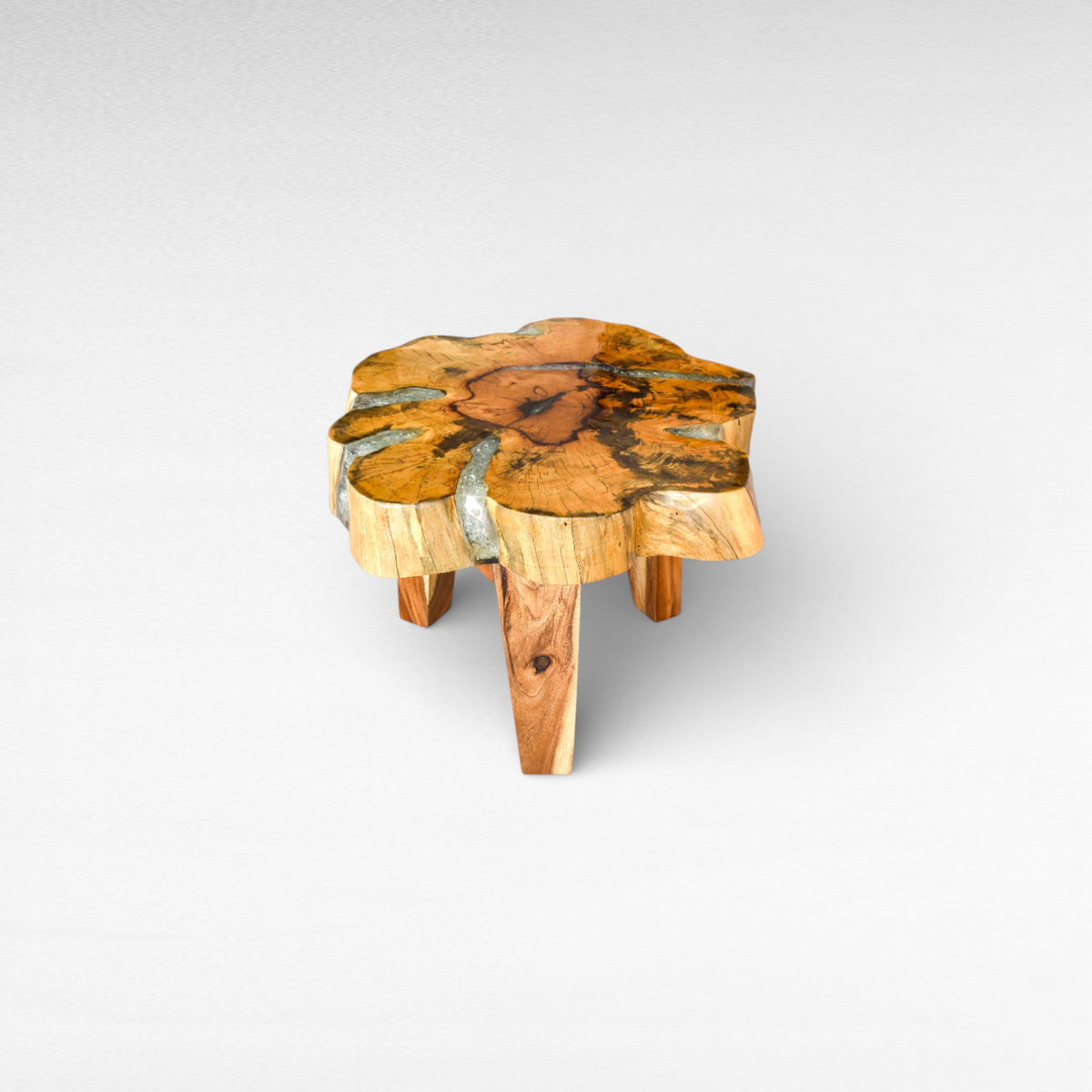 COFFEE TABLE TAMARIN WOOD NATURAL & WHITE RESIN W80  |D80  |H45 cm