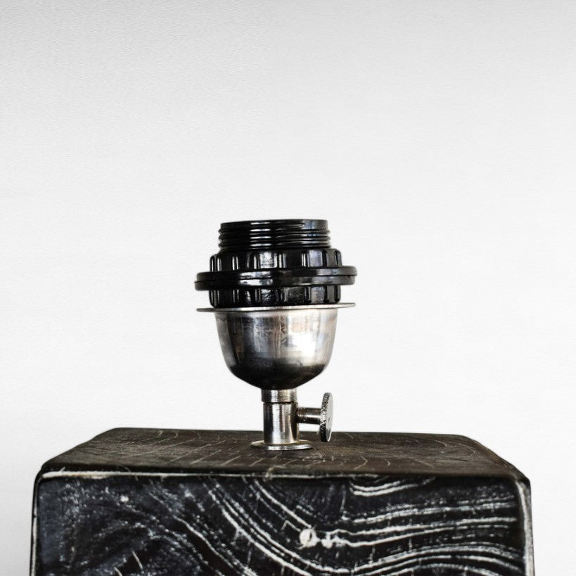 Black Teak Wood Floor Lamp