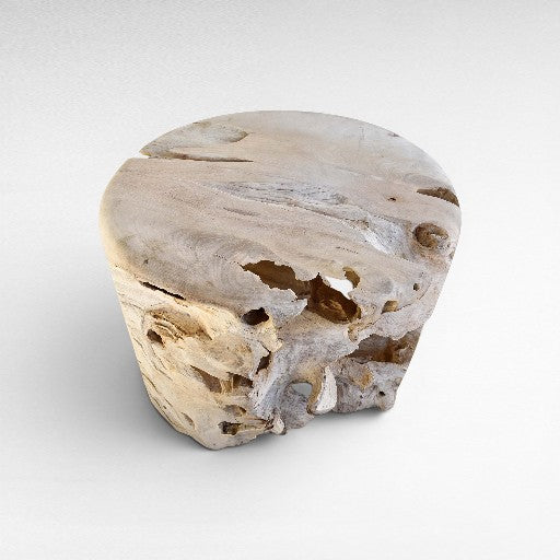 TEAK WOOD DRUM SIDE TABLE BLEACHED W80 |D80 |H60 CM