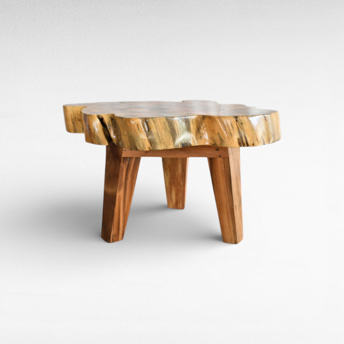 COFFEE TABLE TAMARIN WOOD NATURAL & WHITE RESIN W80  |D80  |H45 cm