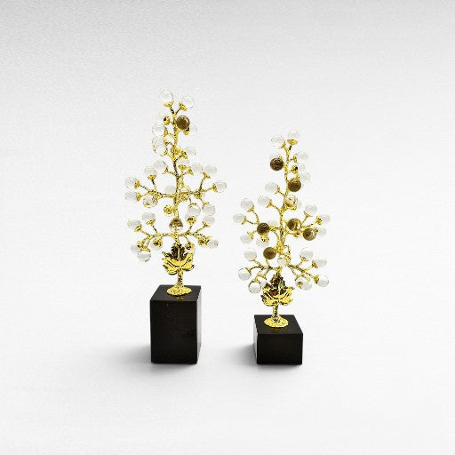 TREES WITH TRANSPARENT QUARTZ SET OF 2