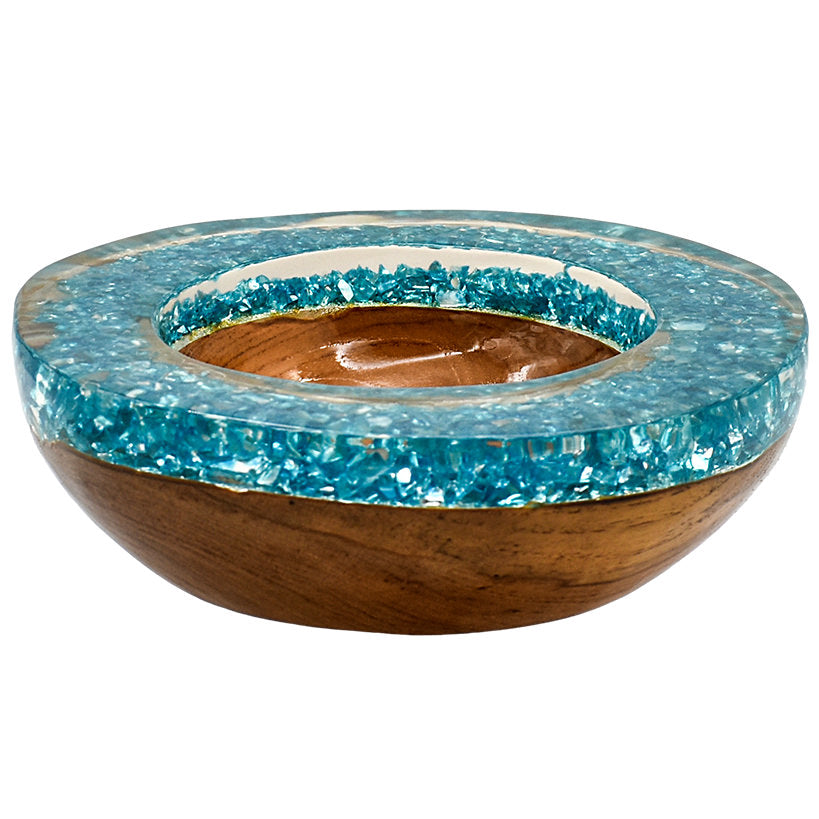 TEAK FULL BLUE  RESIN CLEAR GLASS 25 CM