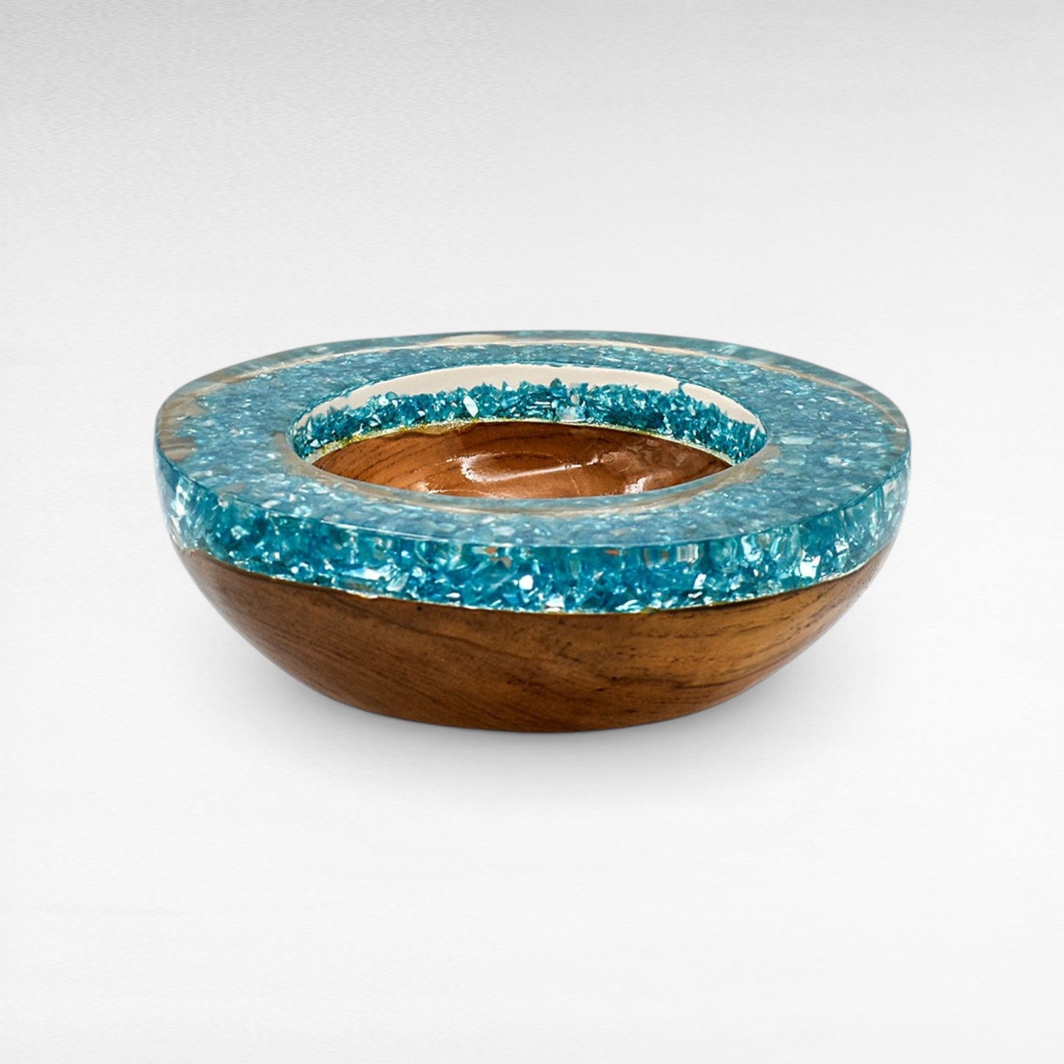 TEAK FULL BLUE  RESIN CLEAR GLASS 25 CM