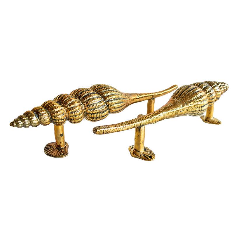Seaside Brass Polished Large Shell Door Pull - Chora Barefoot Luxury Living