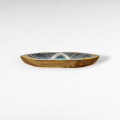 HANDPAINTED TEAK BOWL MULTICOLOR BOAT - Chora Mykonos