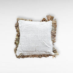 PILLOW WITH RAFFIA AND FRINGES - Chora Barefoot Luxury Living