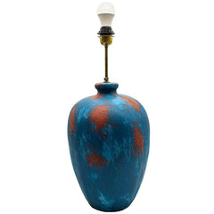TERRACOTTA TABLE LAMP BLUE COLOR 25x25x50cm - Chora Mykonos