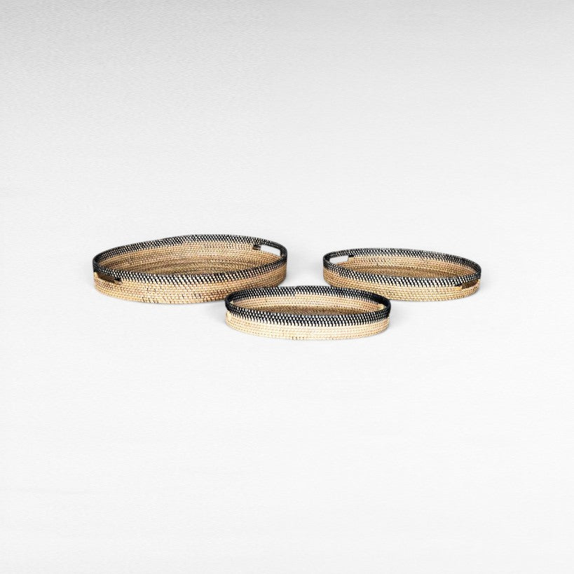 TRAY OVAL RATTAN SET OF 3 - Chora Mykonos