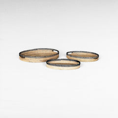 TRAY OVAL RATTAN SET OF 3 - Chora Mykonos