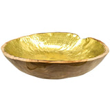 TEAK WOOD BOWL WITH GOLD 30x30x7cm - Chora Mykonos