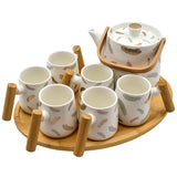 TEA CUPS SET OF 6 WITH WOODEN TRAY