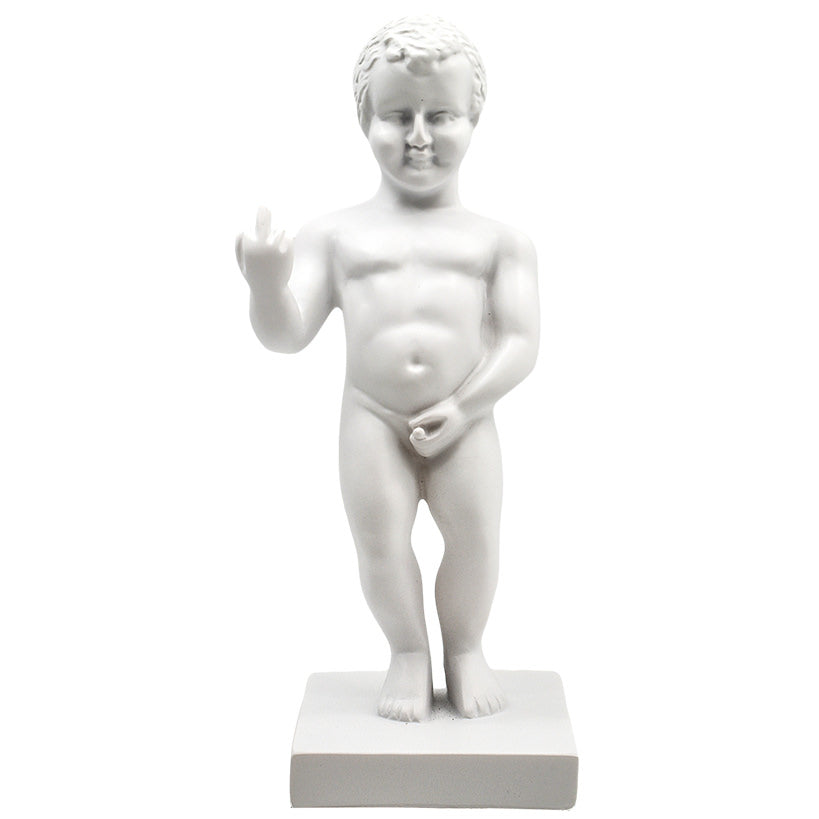 White Statue of Attitude – Playful Rebellion in Décor