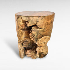 NATURAL TEAK WOOD STOOL 40x40x45cm - Chora Mykonos