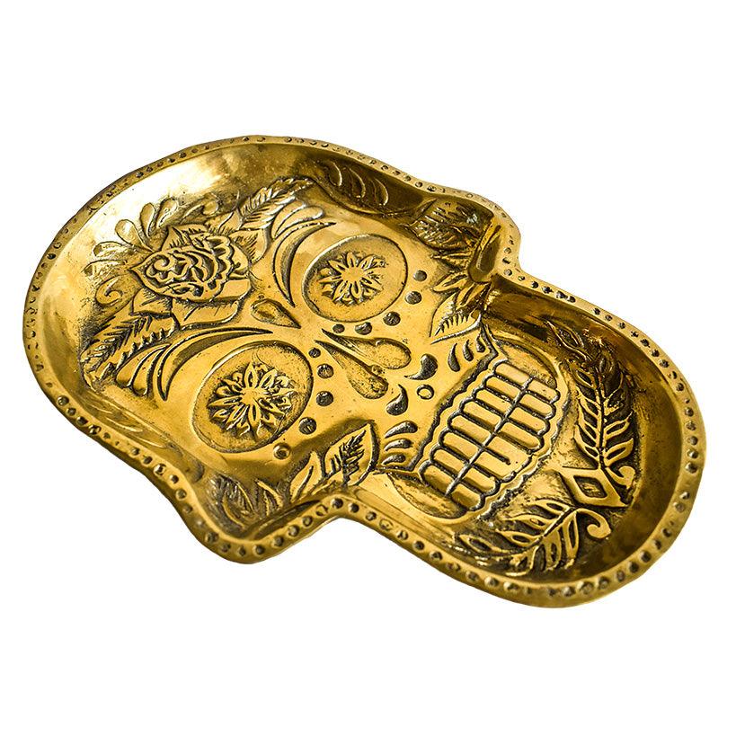 Medium Gold Brass Skull Plate - Chora Barefoot Luxury Living