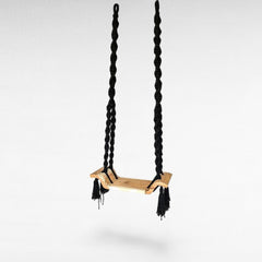 SWING WITH NATURAL WOOD AND BLACK ROPE - Chora Barefoot Luxury Living