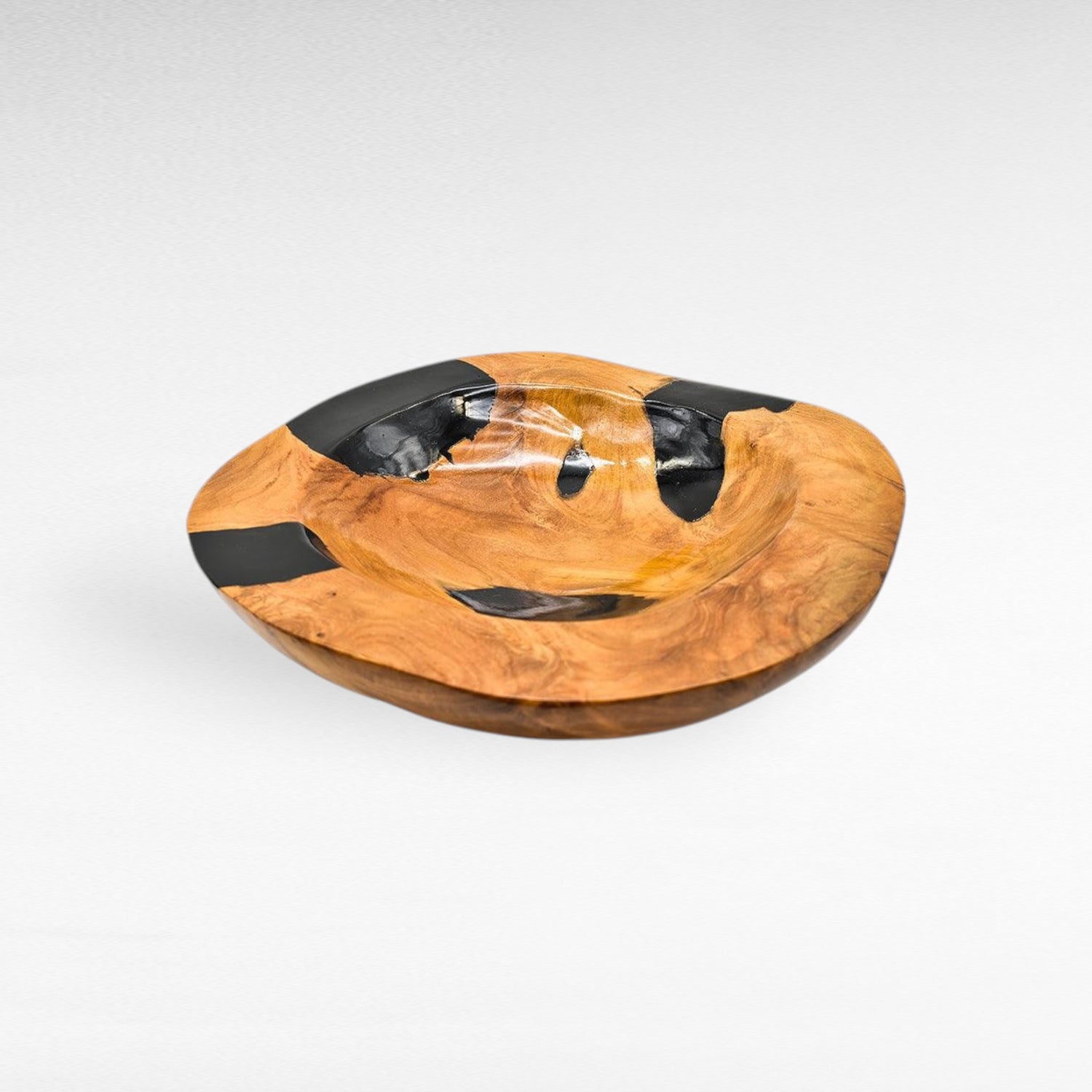 TEAK BOWL BLACK RESIN BLACK 30x25x9cm - Chora Mykonos