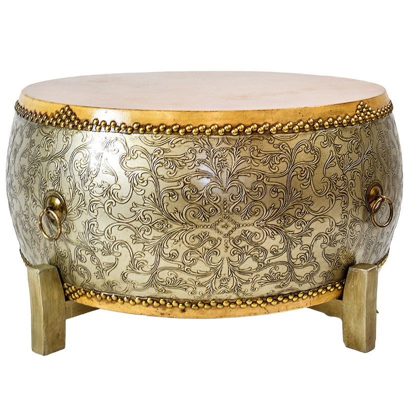 ANTIQUE DRUM SIDE TABLE W80 |D80 |H50 CM