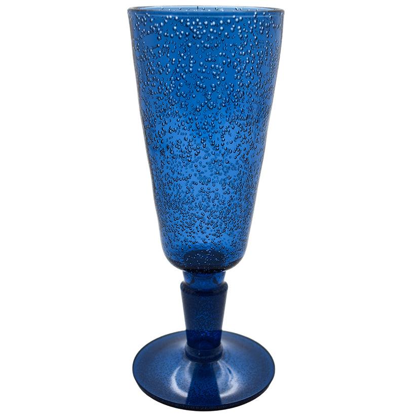 DEEP BLUE SYNTHETIC CRYSTAL FLUTE GLASS 8x8x18cm - Chora Mykonos