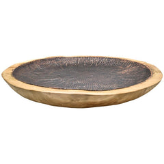 WOODEN TRAY WITH COPPER PLATED - Chora Mykonos