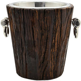 ICE BUCKET ROUGH WOOD NATURAL - SILVER - Chora Mykonos