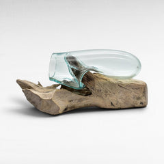 HANGING GLASS ON TEAK ROOT - Chora Mykonos