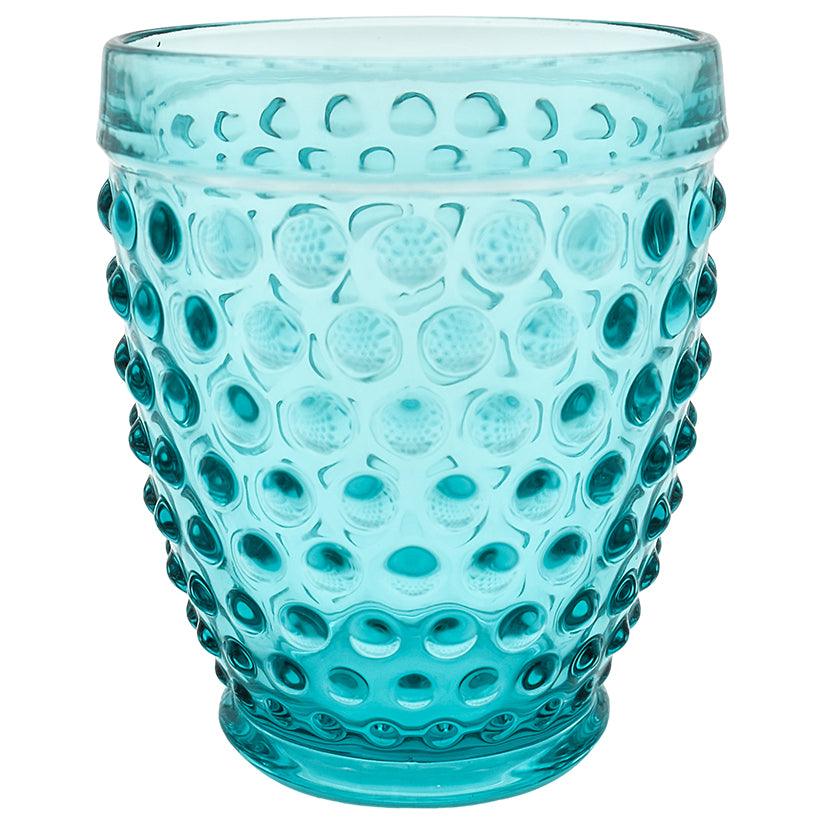 SKY BLUE BUBBLE WATER GLASS 300ML 9x9x11cm - Chora Mykonos