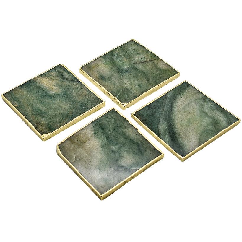 COASTERS GREEN AVEN SQUARE SET OF 4 PIECES 10x10x1cm