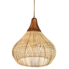 Natural Bamboo & Teak Wood Pendant Light - Chora Barefoot Luxury Living