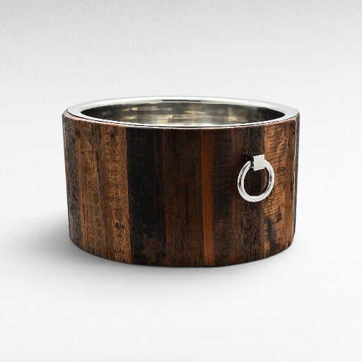 ICE BUCKET WOOD & STAINLESS STEEL OLD NATURAL & SILVER 45x47x25cm - Chora Mykonos