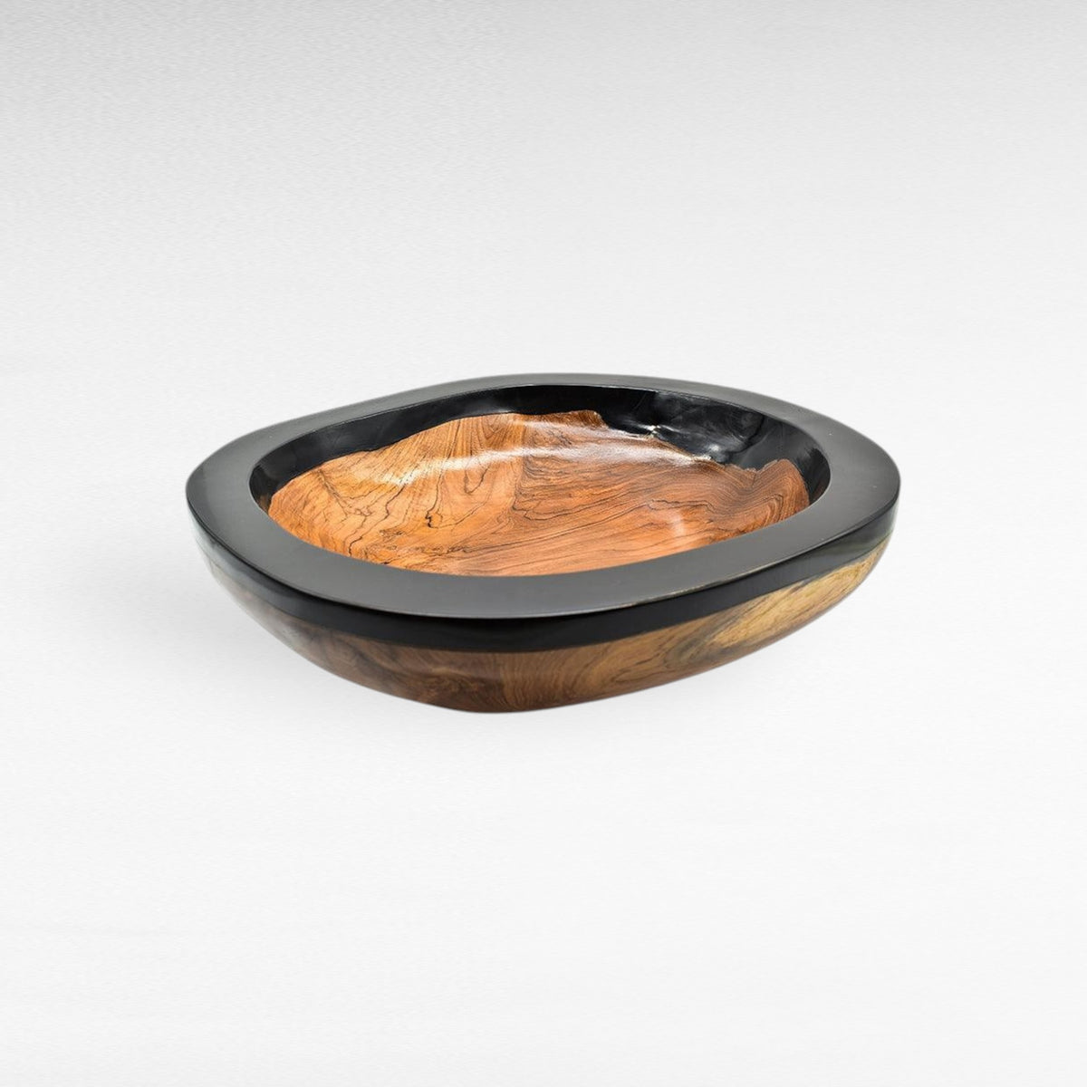 TEAK BOWL BLACK RESIN BLACK 33x34x6cm - Chora Mykonos