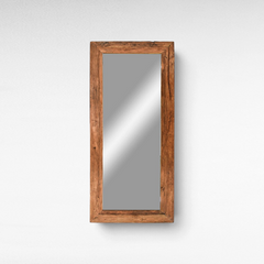 Chora Barefoot Luxury Living large rectangular wall mirror with a rustic reclaimed teak wood frame
