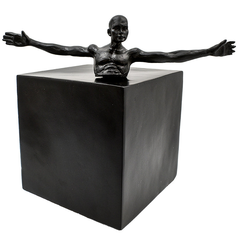 BLACK FIGURINE INSIDE BLACK STAND