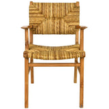 TEAK DINING CHAIR WITH NATURAL RAFFIA & ARM