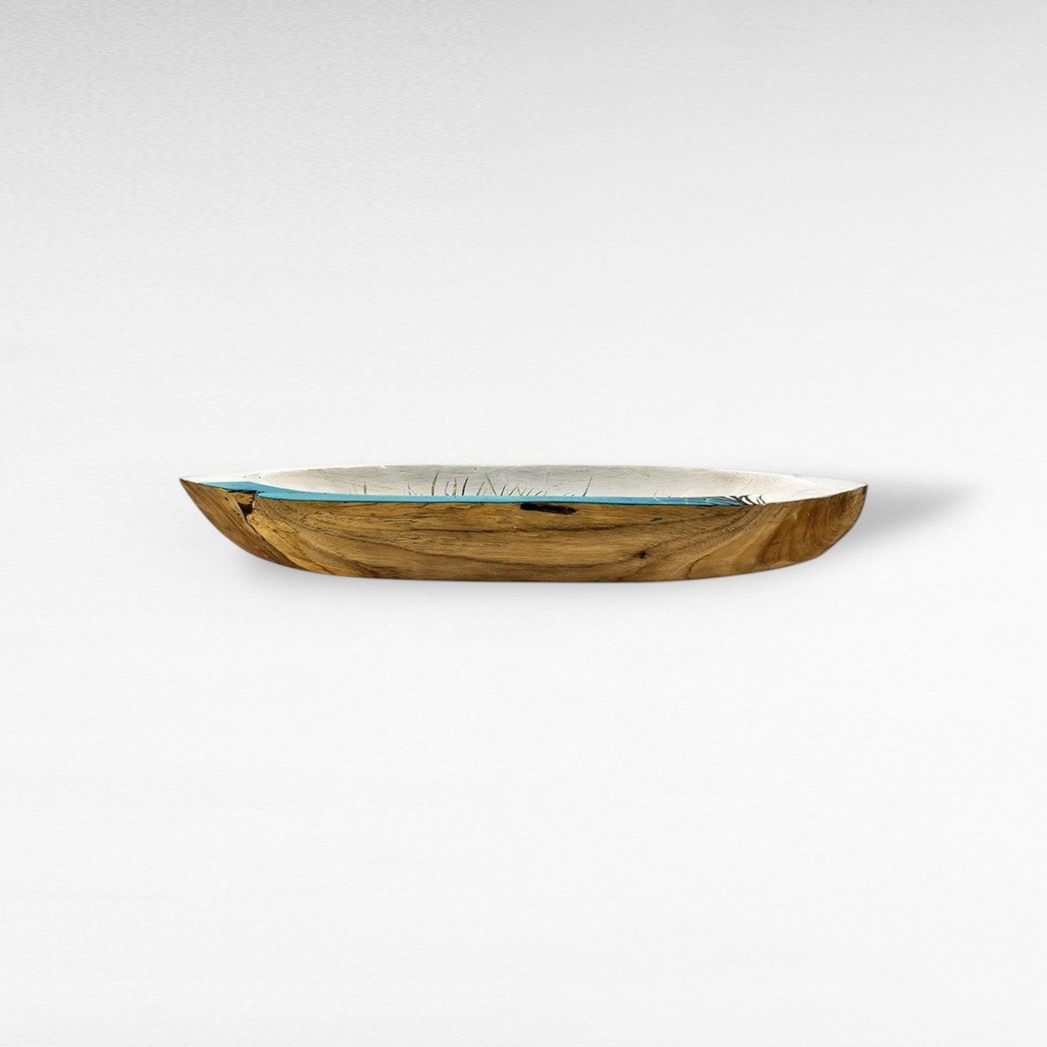 HANDPAINTED TEAK BOWL MULTICOLOR BOAT - Chora Mykonos