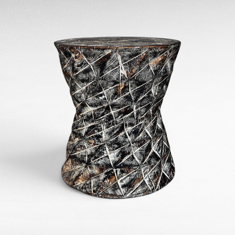 HOURGLASS SIDE TABLE LYCHEE WOOD 45x45x50cm - Chora Mykonos
