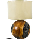 TEAK NATURAL ROUND SHAPED TABLE LAMP 25 CM