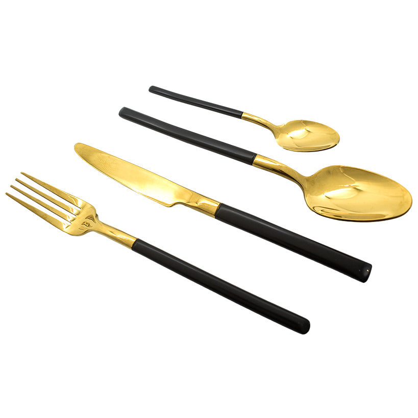 BLACK AND GOLD CUTLERY SET OF 24 PCS FOR 6 GUESTS