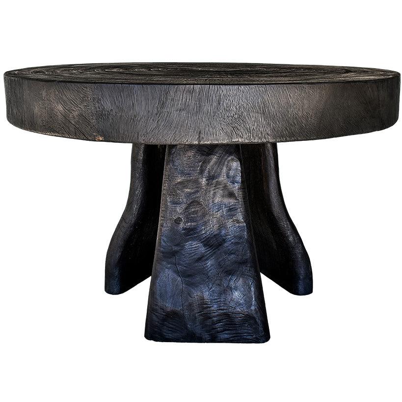 BURNED DINING TABLE WITH CARVING DETAILS - Chora Mykonos