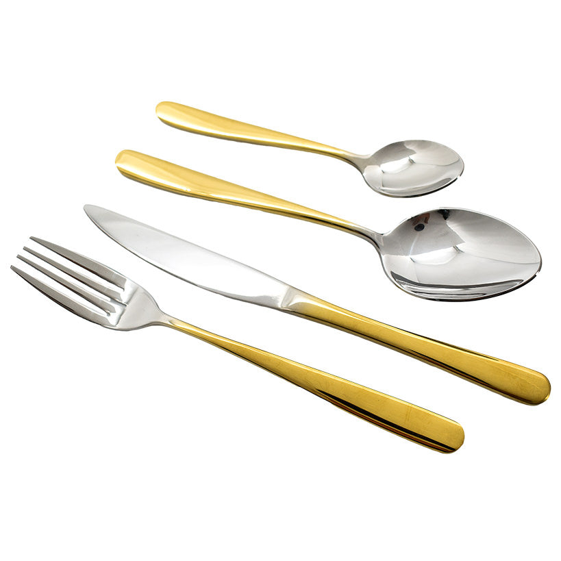 GOLD AND SILVER  CUTLERY SET OF 24 PCS FOR 6 GUESTS