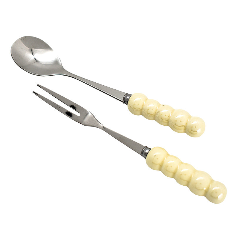 SNACKING FORKS AND SPOONS CREAM COLOUR SET OF 2 BOWLS WITH 6 ITEMS EACH