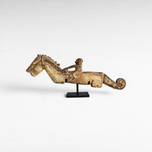 ANTIQUE WOODEN RIDER WITH STAND 90x10x40cm - Chora Mykonos