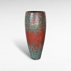 WOODEN PLANTER GREEN & RED COLORED - Chora Mykonos