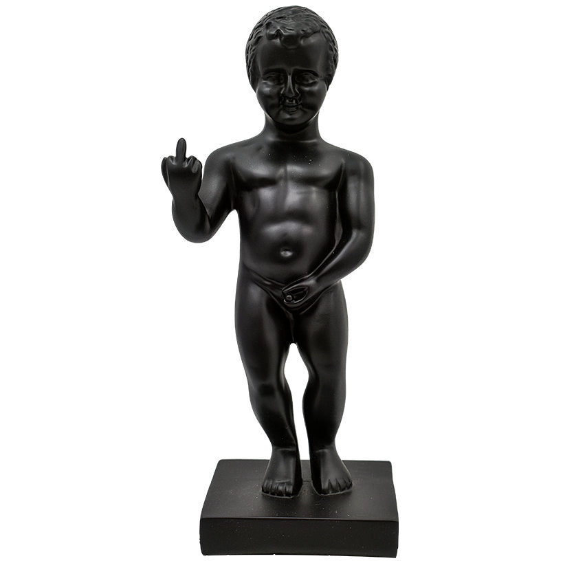 BLACK STATUE SHOWS THE FINGER