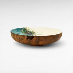 BOWL TEAK WOOD HANDPAINTED - Chora Mykonos