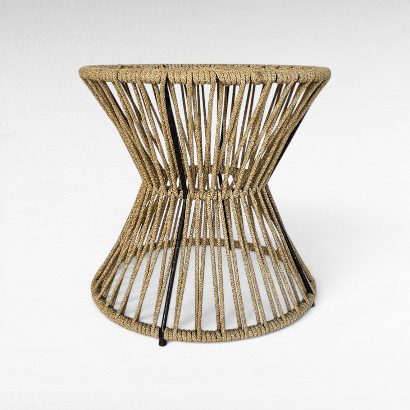 METAL AND NATURAL ROPE SIDE TABLE 60x60x60cm - Chora Mykonos
