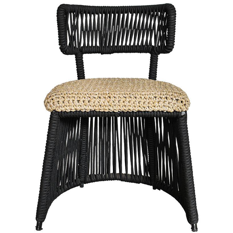 CHAIR ROPE NATURAL AND BLACK 50x45x85cm - Chora Mykonos