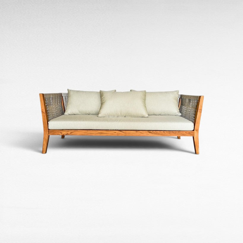 SOFA JERMAN LIGHT GREY ROPE 200x80x75cm - Chora Mykonos