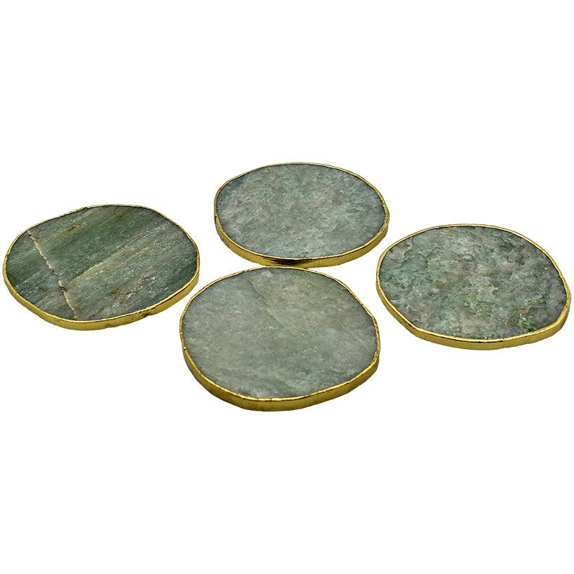 COASTERS GREEN AVEN ROUND SET OF 4 PIECES 10x10x1cm - Chora Mykonos